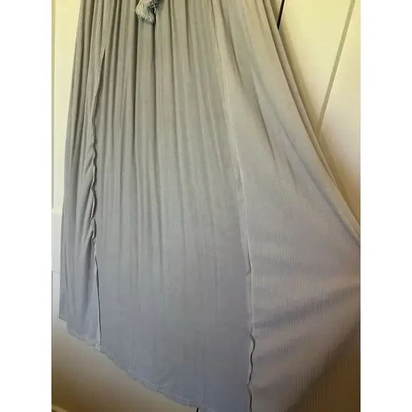 POL Sz Small Stone Maxi‎ Tank Dress Washed Frayed Trim Rayon Knit Flowy Bohemian - Picture 3 of 13